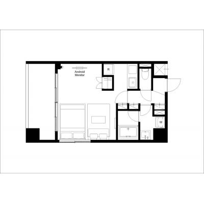 江戸川橋徒歩4分！神楽坂近く/最大4名/家具・家電完備/DeLCCS山吹神楽坂III 701の間取り図
