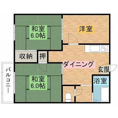 ハイタウンヤマグチ（3DK）の間取り図