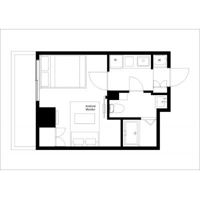 東新宿駅から徒歩4分/家具・家電付/最大3名/プラーズタワー東新宿 903の間取り図