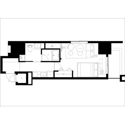 お洒落な外観＆内観で気分も上がる♪／Wi-Fi完備／家具家電・備品完備／グランドコンシェルジュ六本木 908の物件間取り図
