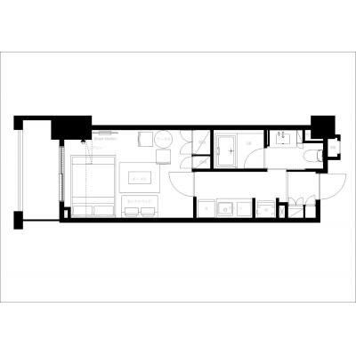 最寄駅まで徒歩5分/新宿まで2駅/家具家電付き/レジディア中落合B 106の間取り図