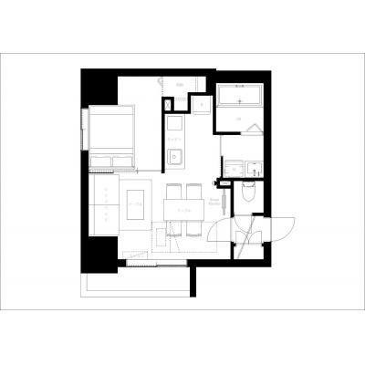 西11丁目から徒歩5分/白を基調にしたナチュラルで落ち着きのある空間/広々1LDK/家具・家電完備/ S-RESIDENCE 大通公園 admirio 601の間取り図