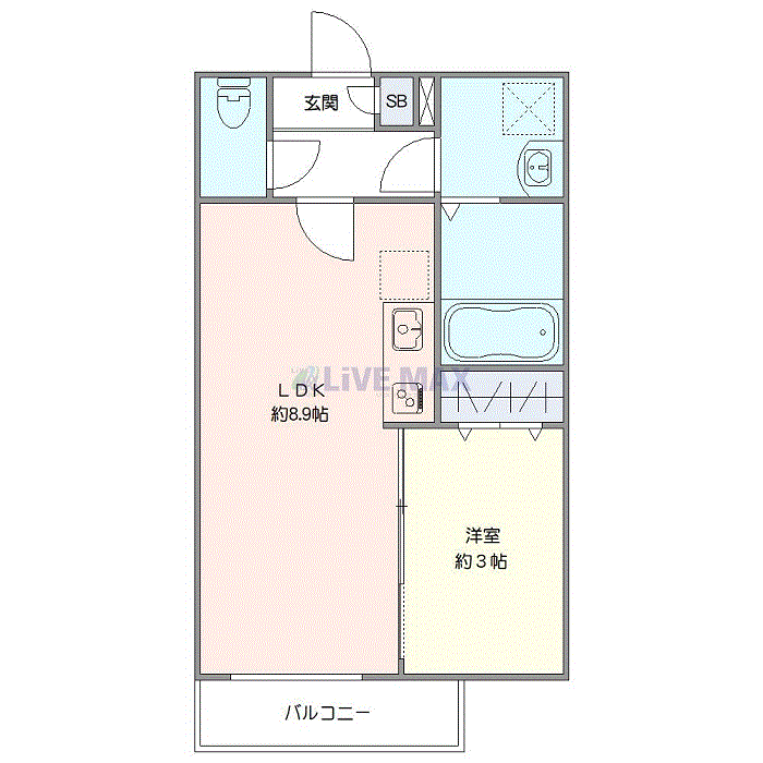 マンスリーリブマックス千葉浜野WESTエベッラ■『禁煙ルーム・1LDK・30平米』【Wi-Fi無制限・追い焚き機能】≪エクセレントシリーズ≫の間取り図