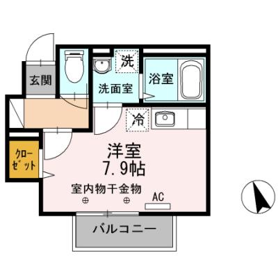 D-ROOMマンスリー【グリーンヒル北八】北八王子駅から徒歩1分！インターネット使い放題！の間取り図
