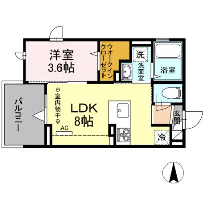 D-ROOMマンスリー【ファインカシワ】インターネット使い放題！砂川七番駅から徒歩2分！の間取り図