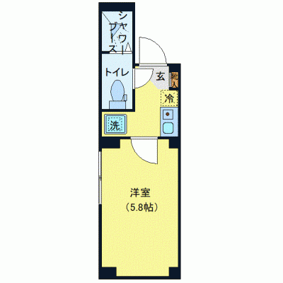 OneLife横浜WEST【★オートロック・バストイレ別・シャワーブースタイプ】の間取り図