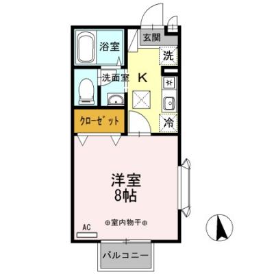 D-ROOMマンスリー【サンウィッシュ柴宮】温水洗浄便座付き！電子タバコのみOK！の間取り図