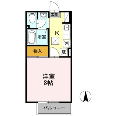 D-ROOMマンスリー【レヨネール・ＨＯＳＯＮＯ】温水洗浄暖房便座付き！電子タバコのみOK！の間取り図
