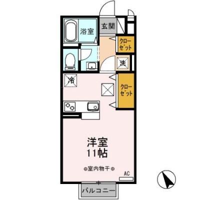 D-ROOMマンスリー【メゾン エスポワール】インターネット使い放題！電子タバコのみOK！の間取り図