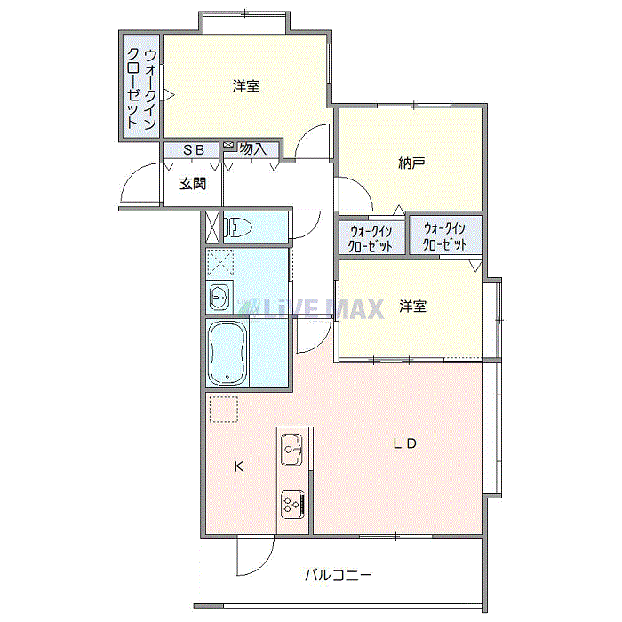 グッドステイ札幌北13条東・北大前スクエア■『禁煙ルーム・2LDK＋S・67平米・ツイン・Wi-Fi無制限・独立洗面』【デラックス】の間取り図