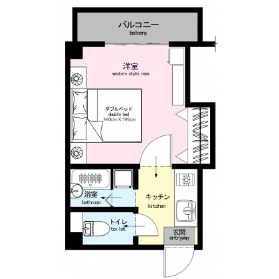Miro Hotel 難波 ダブルルームの間取り図