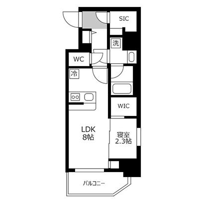 アットイン梅田16-2の間取り図