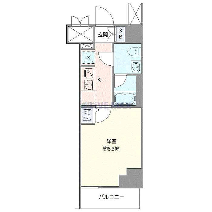 グッドステイ新横浜WESTタップ■『禁煙ルーム・Wi-Fi無制限・独立洗面・浴室乾燥付』【ハイクラス】の間取り図