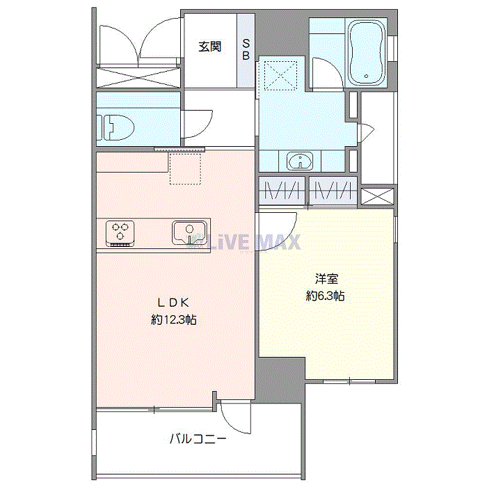 マンスリーリブマックス錦糸町WESTプレイス■『禁煙ルーム・1LDK・49平米』【追い焚き機能・独立洗面・浴室乾燥付】≪プレミアムシリーズ≫の間取り図