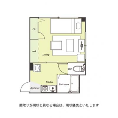 ユニオンマンスリー祖師谷大蔵７　203　1K・シングル☆【禁煙ルーム】人気の角部屋＆バストイレ別！安心のモニター付きインターフォン完備/たっぷり収納2ドア冷蔵庫など生活家電のあるお部屋の物件間取り図
