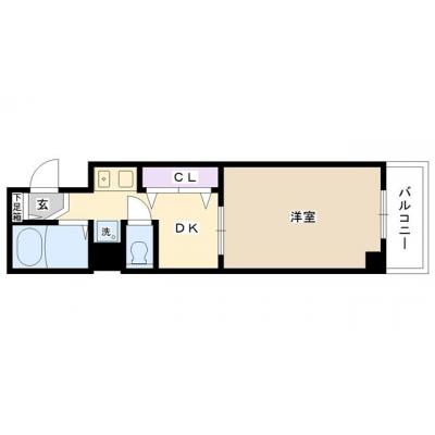 今だけ割【法人契約可、即時入居可】EC新大阪1【１ＤＫタイプ】【ペット飼育相談可・ＮＥＴ無料・３２型ＴＶ・オートロック】の間取り図