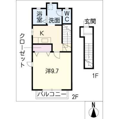 アルDEスリー熱田　（ダブルルーム）　Bの間取り図