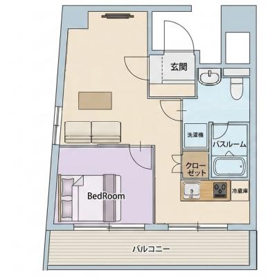 ◇セミダブルベッド+ソファ◇　フォレストテラス西新　F　◇IH2口広々キッチン◇独立洗面台◇の間取り図