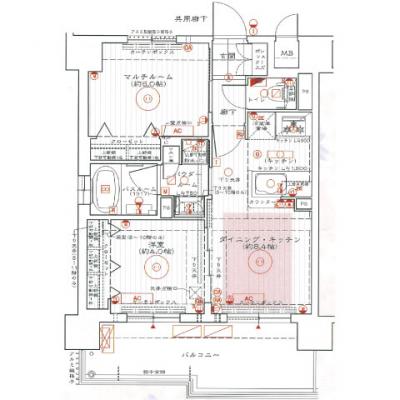 今だけ割　EP京都河原町通Ⅱレジデンシャル（2DKタイプ）【NET無料・ペット相談可・浴室乾燥暖房機・４３型テレビ　ベッド２台設置】の間取り図