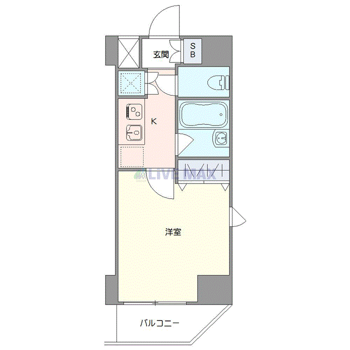 グッドステイ幡ヶ谷新山通り『禁煙ルーム・1K・20平米・浴室換気乾燥付』【ベーシック】の間取り図