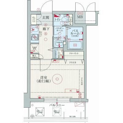 今だけ割引【なんば駅　徒歩6分】EC難波2アレグリア　24.8㎡【分譲タイプ、ペット相談可、光インターネット無料！！・２口ガスコンロ・独立洗面台・浴室乾燥】の間取り図