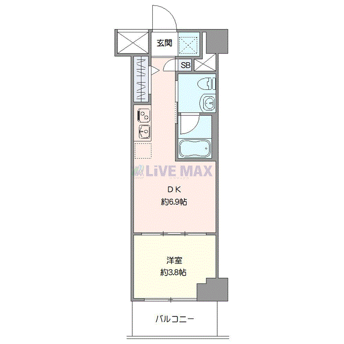 グッドステイ千住大橋スパシエ『禁煙ルーム・浴室乾燥付』【ベーシック】の間取り図