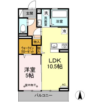 D-ROOMマンスリー【メゾン鎌田Ⅱ】インターネット無料！オートロック！の間取り図