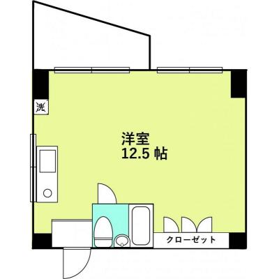 グローバルマンスリー栗林Ⅱ（Ｂタイプ）【Wi-Fi無料｜1R12.5帖｜琴電栗林公園駅徒歩7分🚉】の物件間取り図