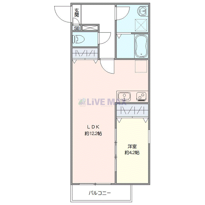 マンスリーリブマックス桶川駅ジーメゾン◎『禁煙ルーム・1LDK・40平米』【Wi-Fi無制限・追い焚き機能】≪エクセレントシリーズ≫の間取り図