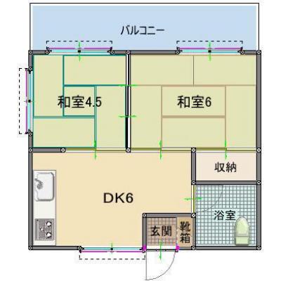 嘉陽マンション★２DK　家族やお友達との入居におすすめ！の物件間取り図