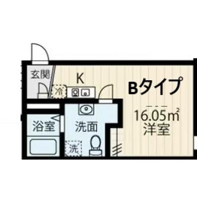 新築マンション！！駅徒歩6分・赤羽/池袋/新宿/渋谷へ直接アクセス可能！ネット無料・オートロック・浴室乾燥機付・独立洗面台・禁煙・家具家電完備　B タイプの間取り図