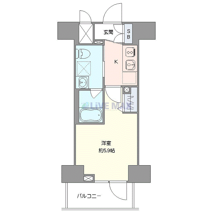 グッドステイ相模原駅前SOUTHグランデ■『1K・駐車場有（有料）・Wi-Fi無制限・独立洗面・浴室乾燥付』【ハイクラス】の間取り図