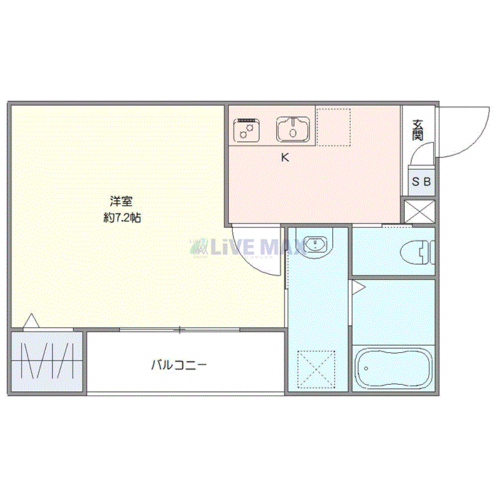 グッドステイ入間東藤沢二丁目EAST■『禁煙ルーム・25平米・Wi-Fi無制限・独立洗面』【ベーシック】の間取り図