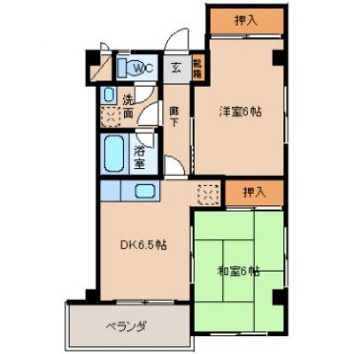 アパマートマンスリー富山駅西 Wi-Fi無料 神通本町 2DK (be)の間取り図