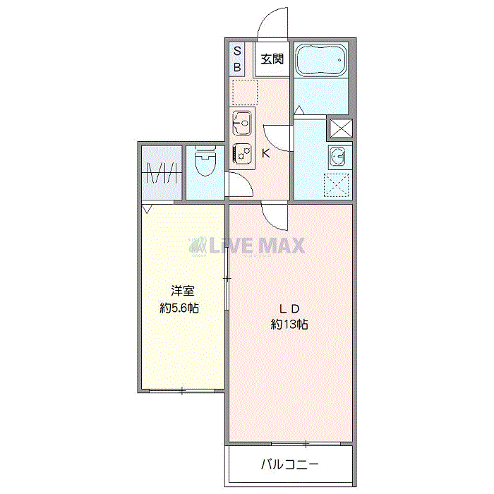 マンスリーリブマックス立川柴崎町エクセラン■『禁煙ルーム・1LDK・40平米』【追い焚き機能・独立洗面・浴室乾燥付】≪エクセレントシリーズ≫の間取り図