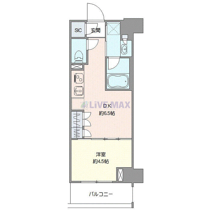 グッドステイ住吉WESTアーバン■『禁煙ルーム・1DK・27平米・追い焚き機能・独立洗面・浴室乾燥付』【デラックス】の間取り図