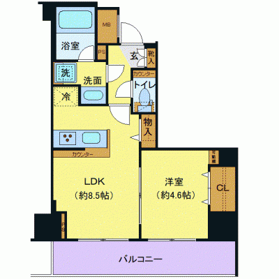 OneLife新横浜スカイ＜TYPE2＞【★1LDK・Wi-Fi無制限・設備充実】の間取り図