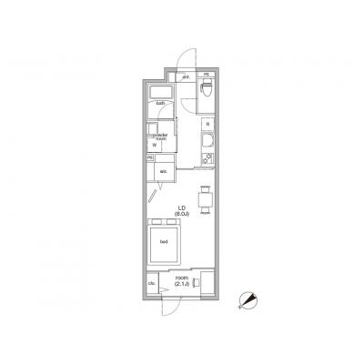 RマンスリーNo.71 用賀【ハイクラス/渋谷/２名入居可】の間取り図