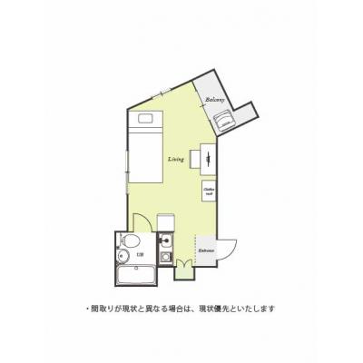 ユニオンマンスリー西国分寺７　203　1R・シングル☆【禁煙ルーム】人気の角部屋！デスク・チェア＆たっぷり収納2ドア冷蔵庫など生活家電のあるお部屋/スーパー・コンビニ至近の物件間取り図