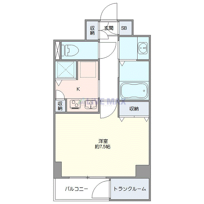 グッドステイ東京八丁堀駅前▲『禁煙ルーム・30平米・駅2分・1名入居限定・独立洗面』【ベーシック】の間取り図