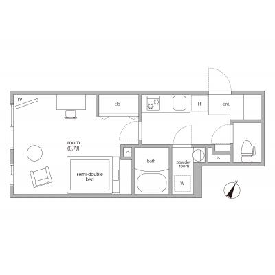 RマンスリーNo.74 三軒茶屋【ハイクラス/渋谷/２名入居可】の間取り図
