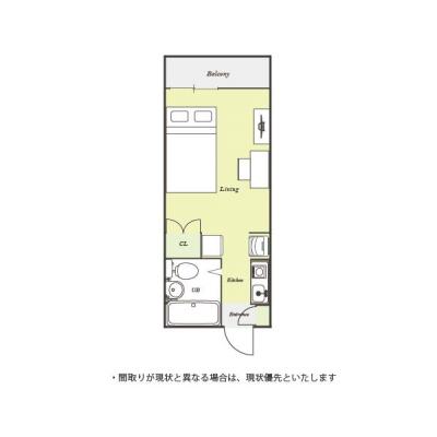 ユニオンマンスリー国分寺８　103　1R・セミダブル☆【禁煙ルーム】デスク・チェア＆たっぷり収納2ドア冷蔵庫など生活家電のあるお部屋/JR中央線利用で中野駅や新宿駅まで乗換なしでアクセスの物件間取り図