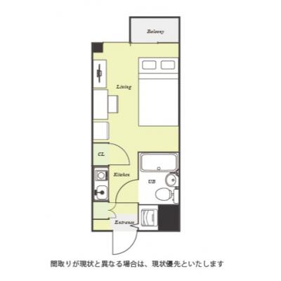 ユニオンマンスリー花小金井２　423　1R・セミダブル☆【禁煙ルーム】安心の建物AL＆室内洗濯機完備！デスク・チェア＆冷蔵庫や電子レンジなど生活家電のあるお部屋の物件間取り図