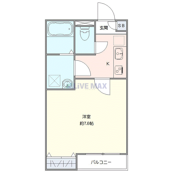 グッドステイ西武新宿線狭山市SOUTHメゾン■『禁煙ルーム・25平米・Wi-Fi無制限・独立洗面』【ベーシック】の間取り図