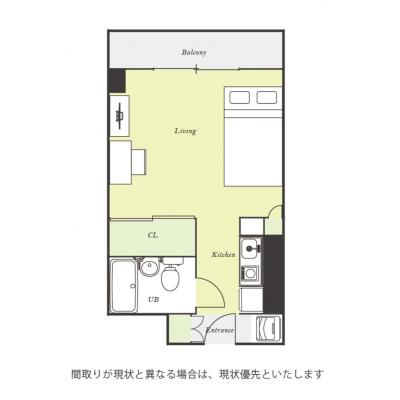 ユニオンマンスリー新小平１　317　1R・セミダブル☆◆インターネット固定回線（有線・Wi-Fi）無料の部屋◆【禁煙ルーム】勉強やテレワークにおすすめデスク＆チェアのあるお部屋の物件間取り図