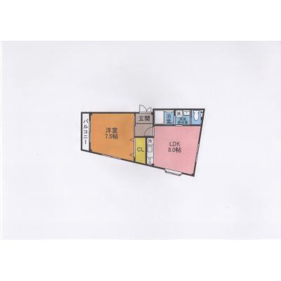 BM6　京阪本線枚方市駅徒歩８分　風呂トイレ別　独立洗面台　ゆったり1DKの間取り図
