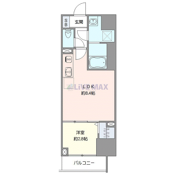 マンスリーリブマックス札幌EASTディアレイシャス∴『禁煙ルーム・1LDK・31平米』【独立洗面・浴室乾燥付】≪プレミアムシリーズ≫の間取り図