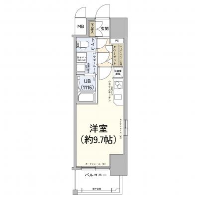 難波駅徒歩2分♪マンスリーに最適な立地🌸エスリード難波ステーションプラザの間取り図
