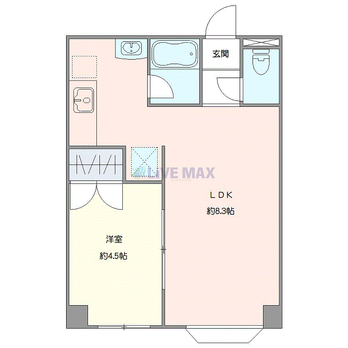 マンスリーリブマックス札幌南4条イノベ∴『禁煙ルーム・1LDK・32平米』【独立洗面】≪スタンダードシリーズ≫の物件間取り図