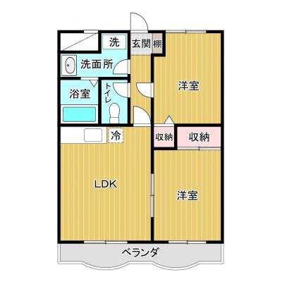 コスパだけじゃない“快適さ重視”マンスリータウン吉岡町B105【2名入居OK／2LDK🏡】【Wi-Fi無料】の物件間取り図